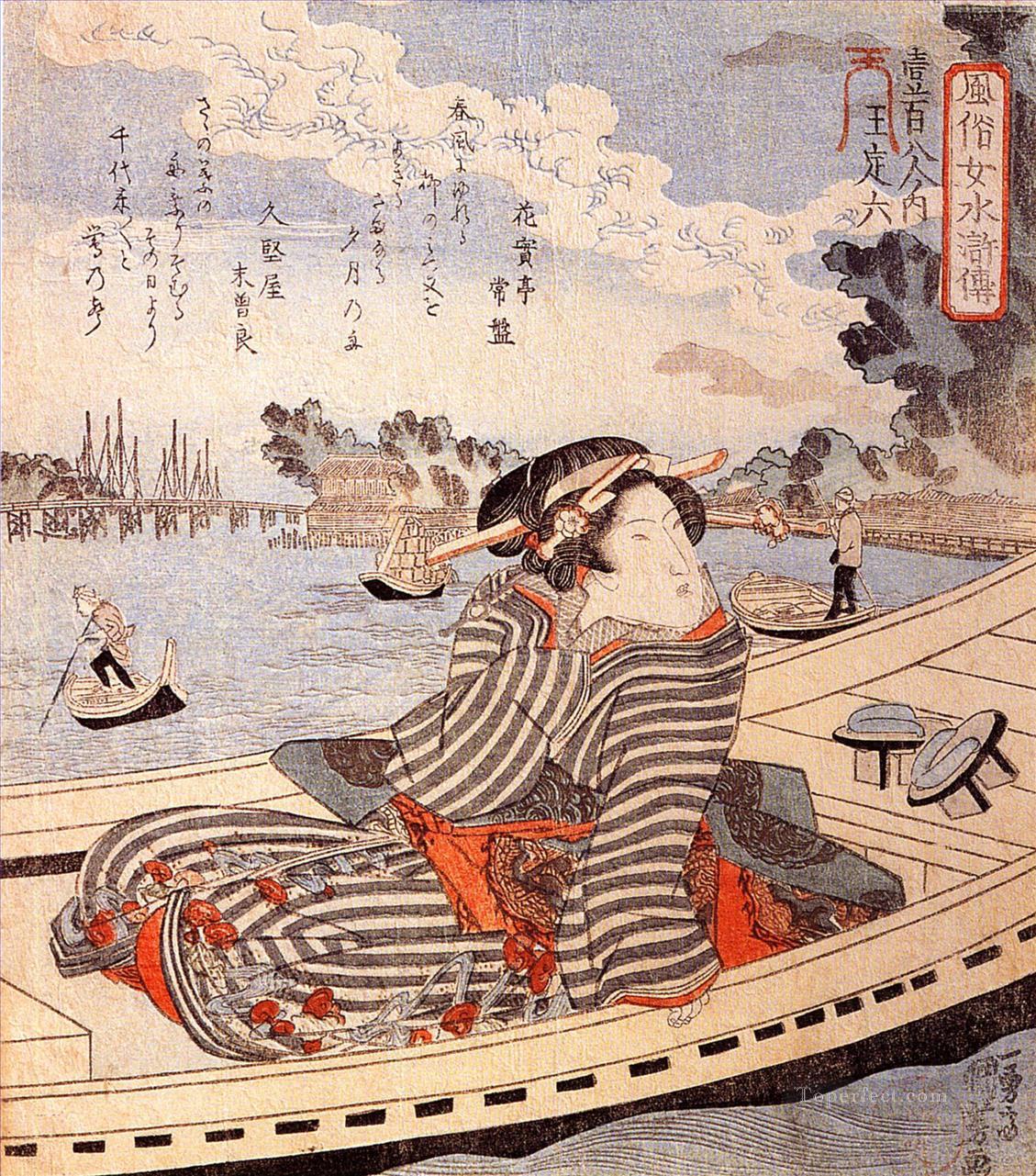 woman in a boat on the sumida river Utagawa Kuniyoshi Ukiyo e Oil Paintings